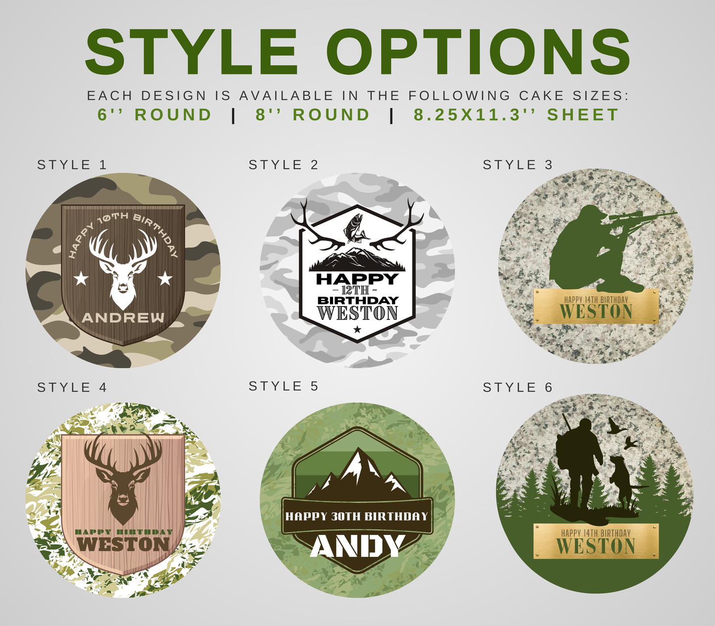 Hunting Edible Birthday Cake Topper Personalized Sugar Sheet | 6 Style Options