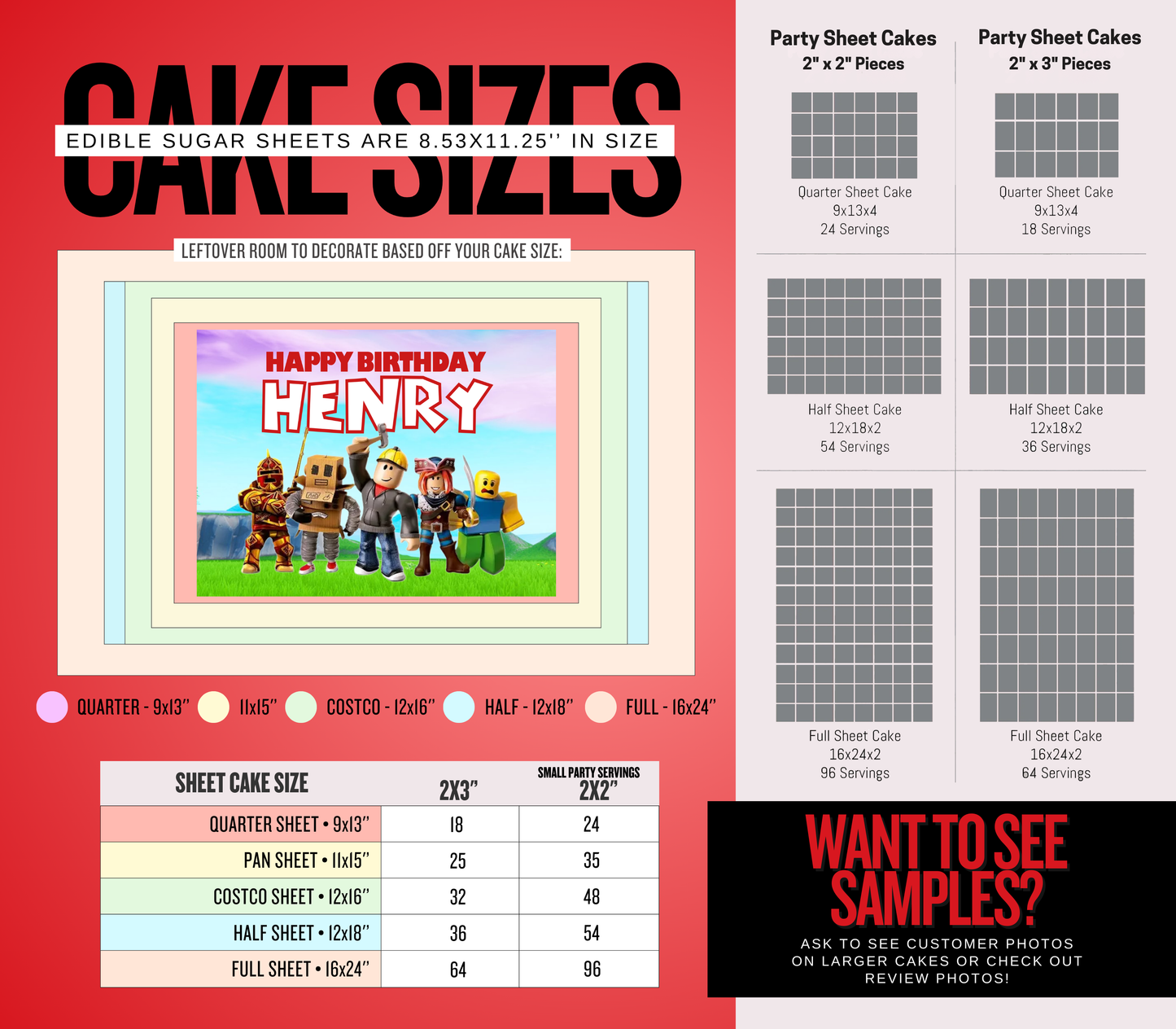 Roblox Edible Cake Topper Sugar Sheet | for a Roblox Birthday Party